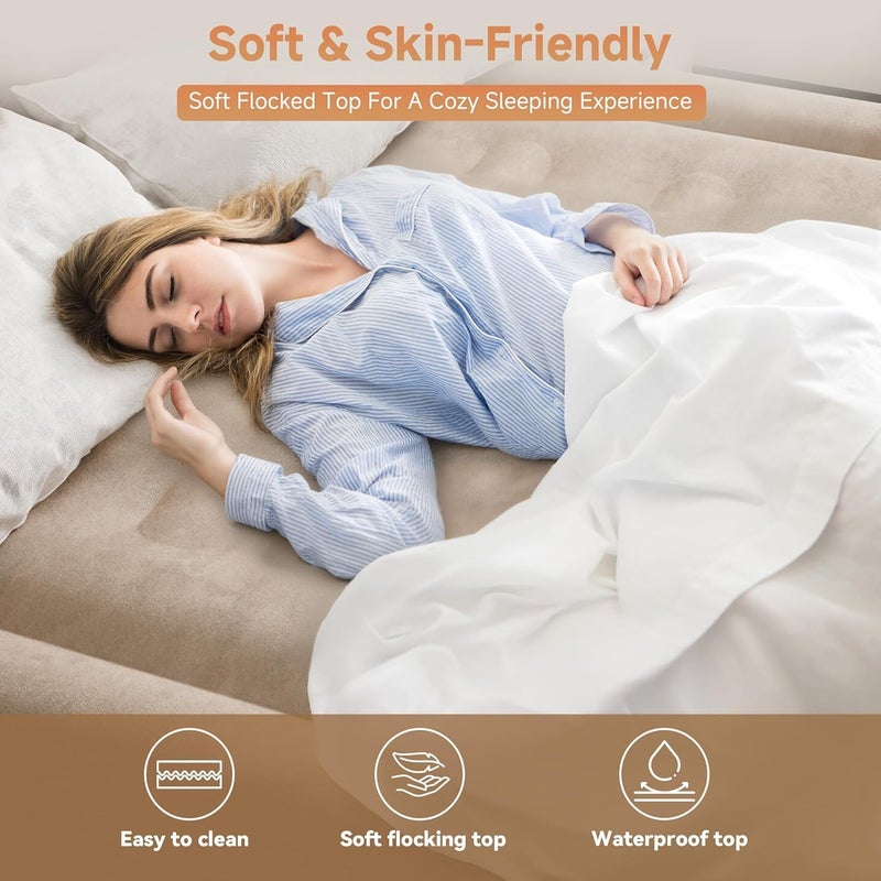 Eworld مرتبة هوائية مع مضخة مدمجة – سرير مزدوج قابل للنفخ (198 × 180 × 40 سم) | مقاومة للماء، سميكة، محمولة للاستخدام في المنزل، المكتب، التخييم والسفر - Image 5